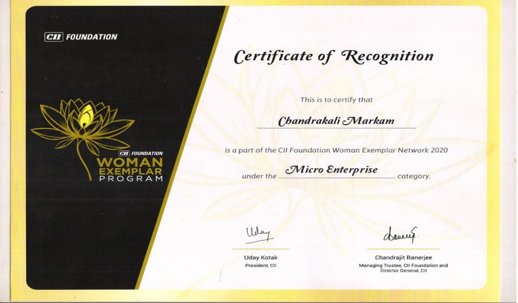 CII Foundation Woman Exemplar Award 2020 under Micro Enterprise category